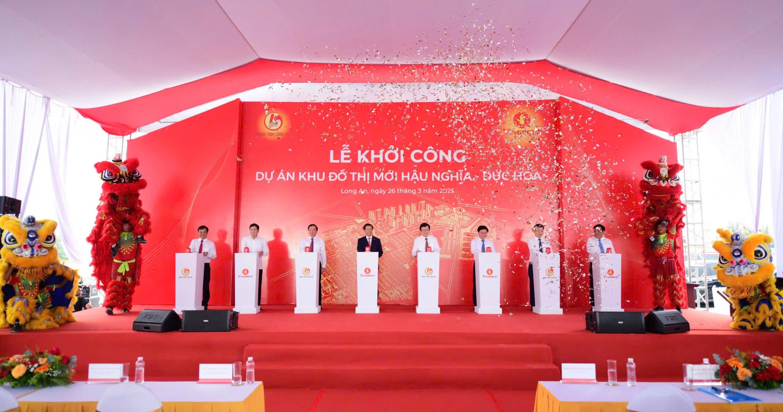 Dự án khu đô thị mới Hậu Nghĩa - Đức Hòa (Vinhomes Green City) tại Hậu Nghĩa, Đức Hòa, Long An khởi công sáng ngày 26/3.